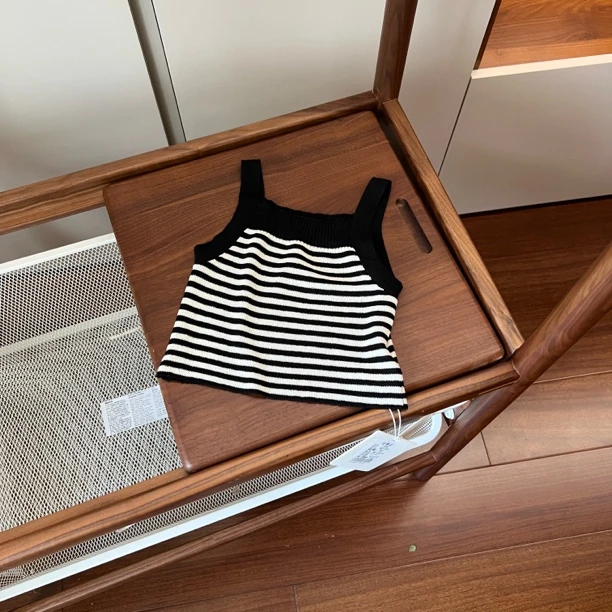 【编号J640】G81330-01-黑白条纹吊带背心儿童-GDJY