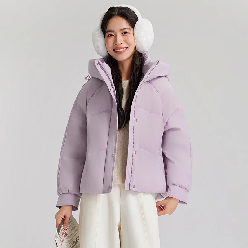 【木薯】轻潮都市锁温短款连帽羽绒服56661