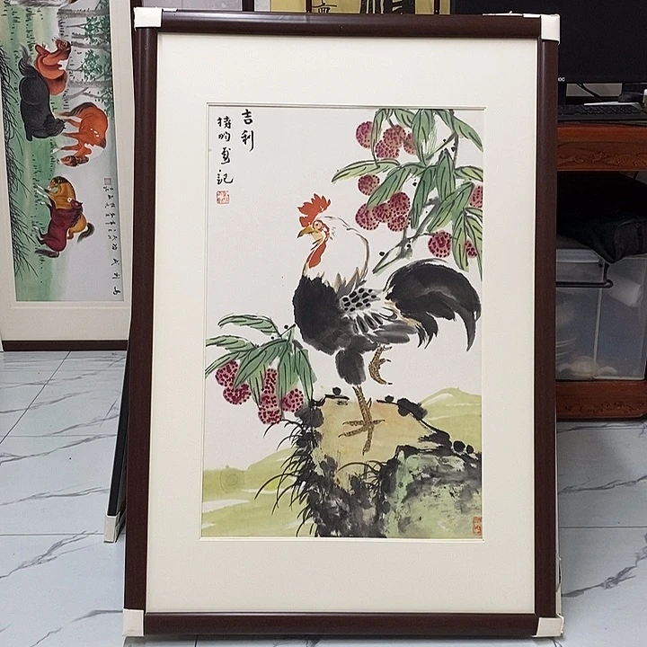 国画手绘作品带框发货
