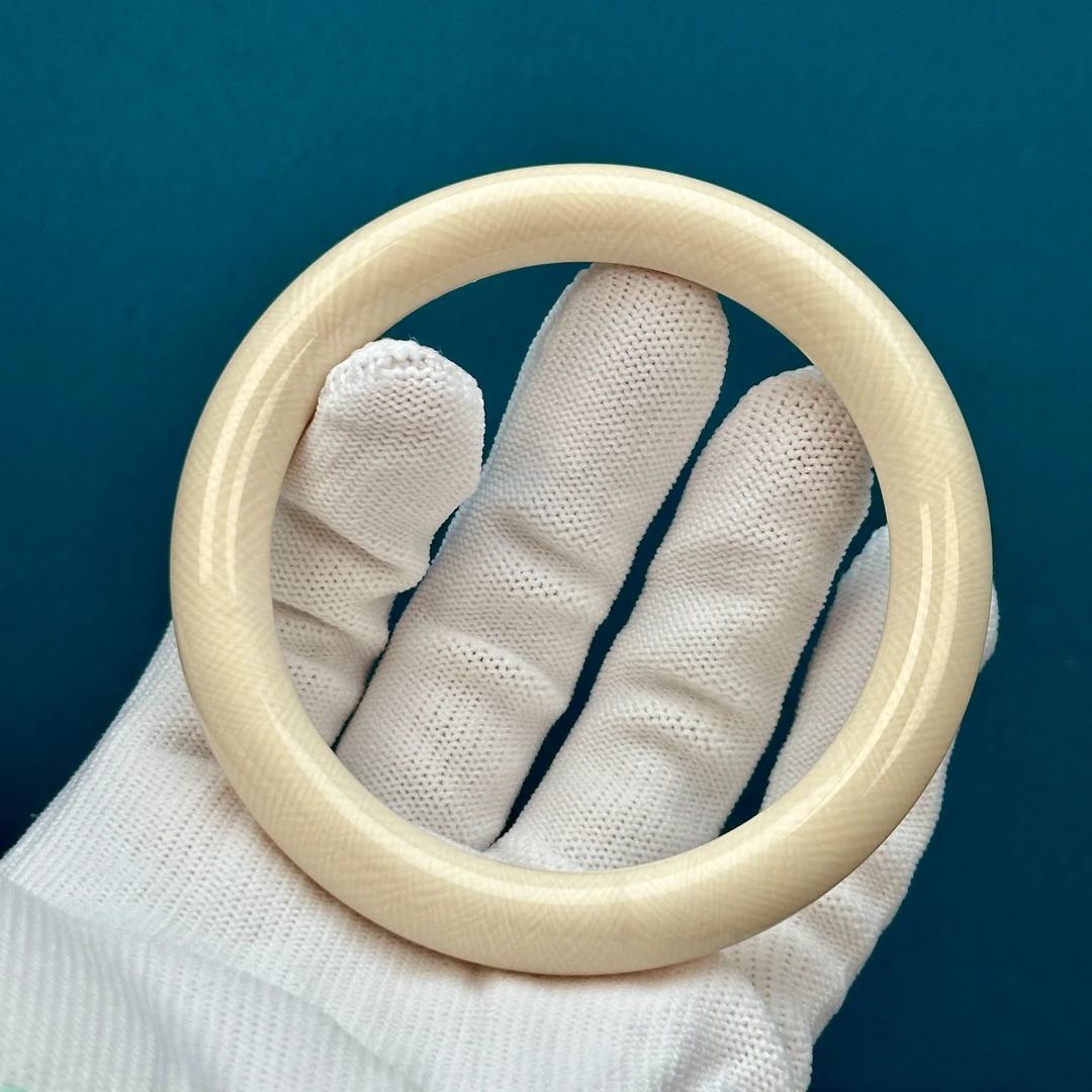 U51-02天然猛犸象牙 果冻料爆满纹手镯60.8mm 支持鉴定