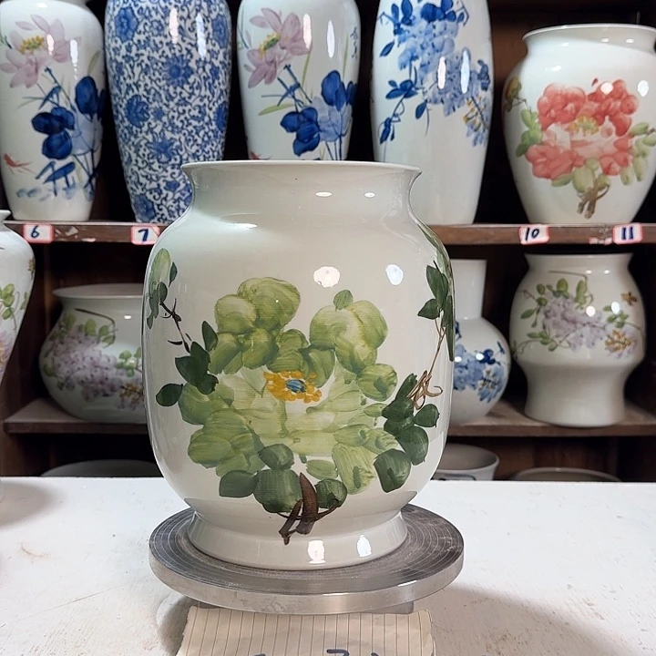 瓶高27冬瓜绿绿绿牡丹新款陶瓷陶瓷