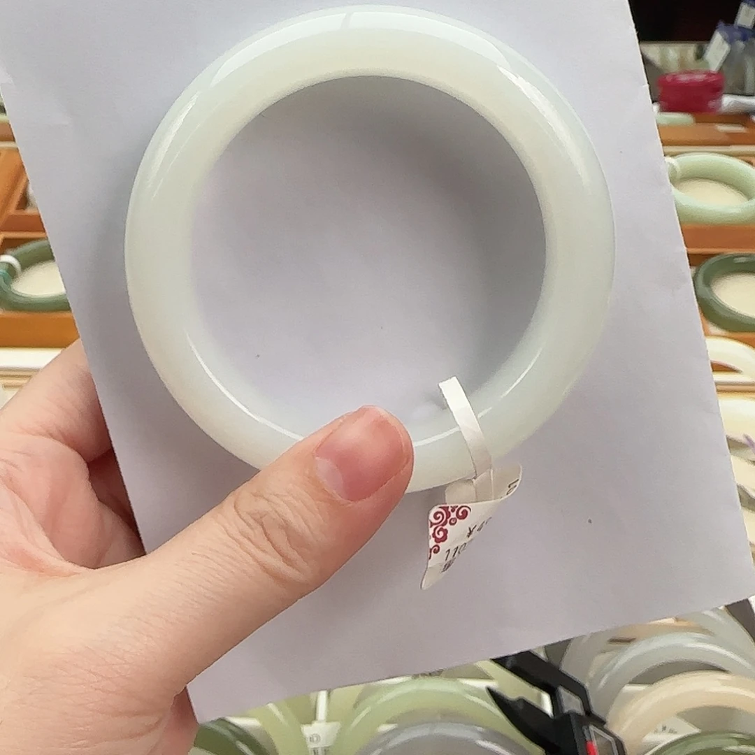 和田玉未镶嵌手镯59俄老料毕业级羊脂白玉