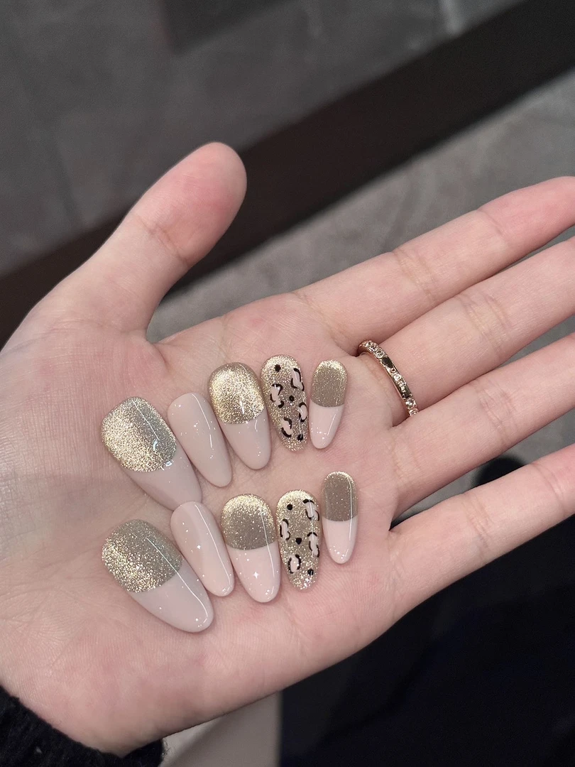 浮光金豹·纯手工轻奢穿戴甲·金粉猫光法式小众高级感气质穿戴式