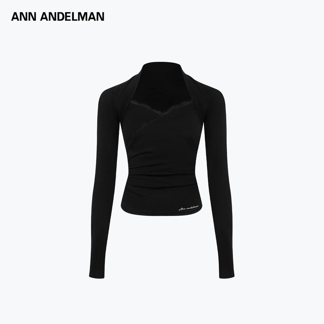 ANN ANDELMAN2025坎肩拼蕾丝收腰上衣