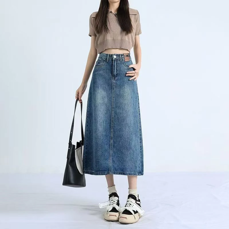 孤品尾货默认瑕疵中长款包臀裙开叉半身裙夏季薄款牛仔裙子2025
