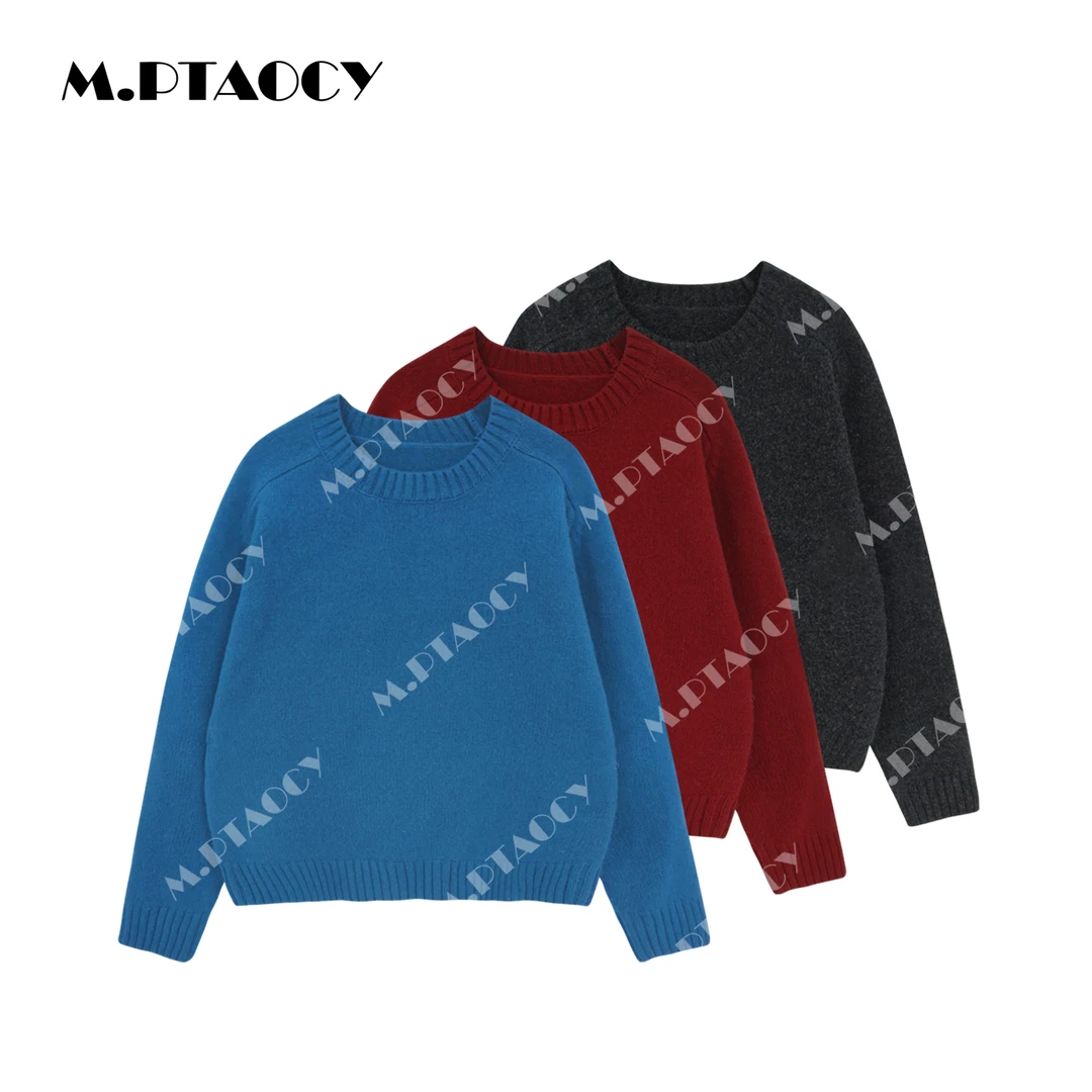 桃桃家【爱的温度】冬季高品质100%纯羊毛圆领毛衣套头羊毛衫女1107