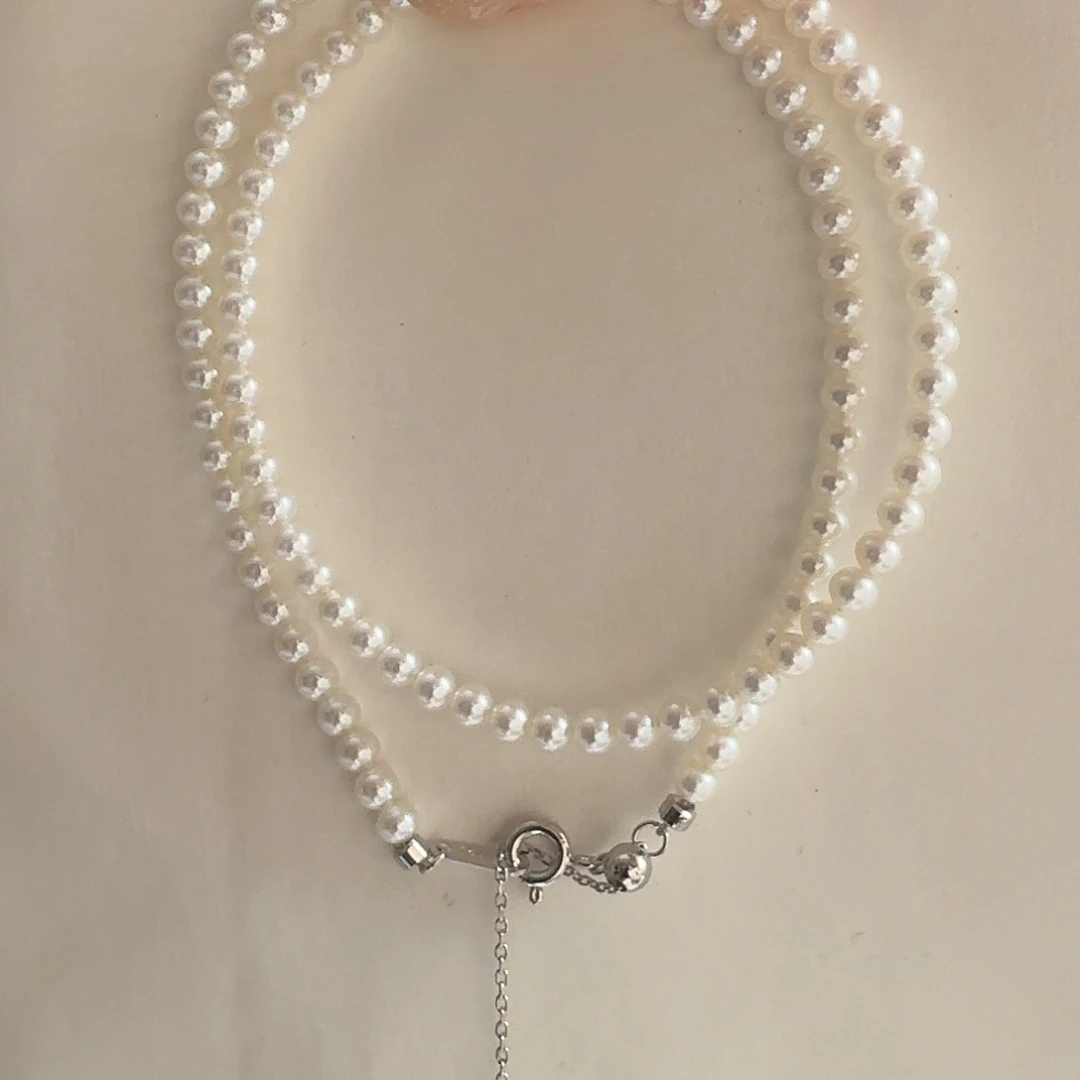 淡水珍珠颈饰银S925镶嵌3-4mm baby