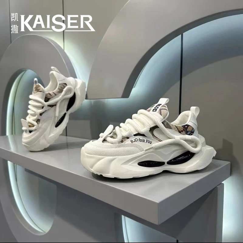 凯撒官方正版男鞋2025秋季增高皮面休闲低帮板鞋子男款耐磨老爹鞋