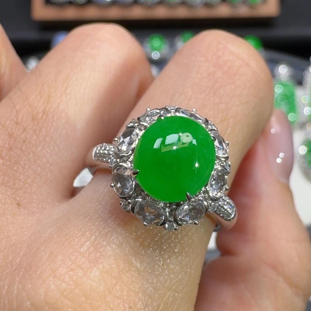 翡翠18K金镶嵌戒指48小时鉴赏期