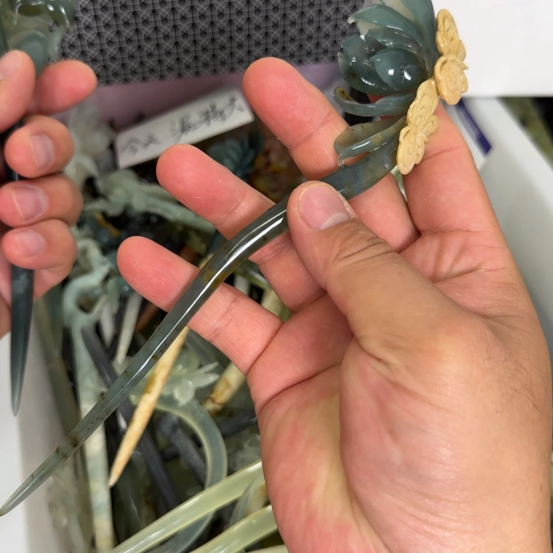 岫玉未镶嵌发饰明君玉簪就是好看