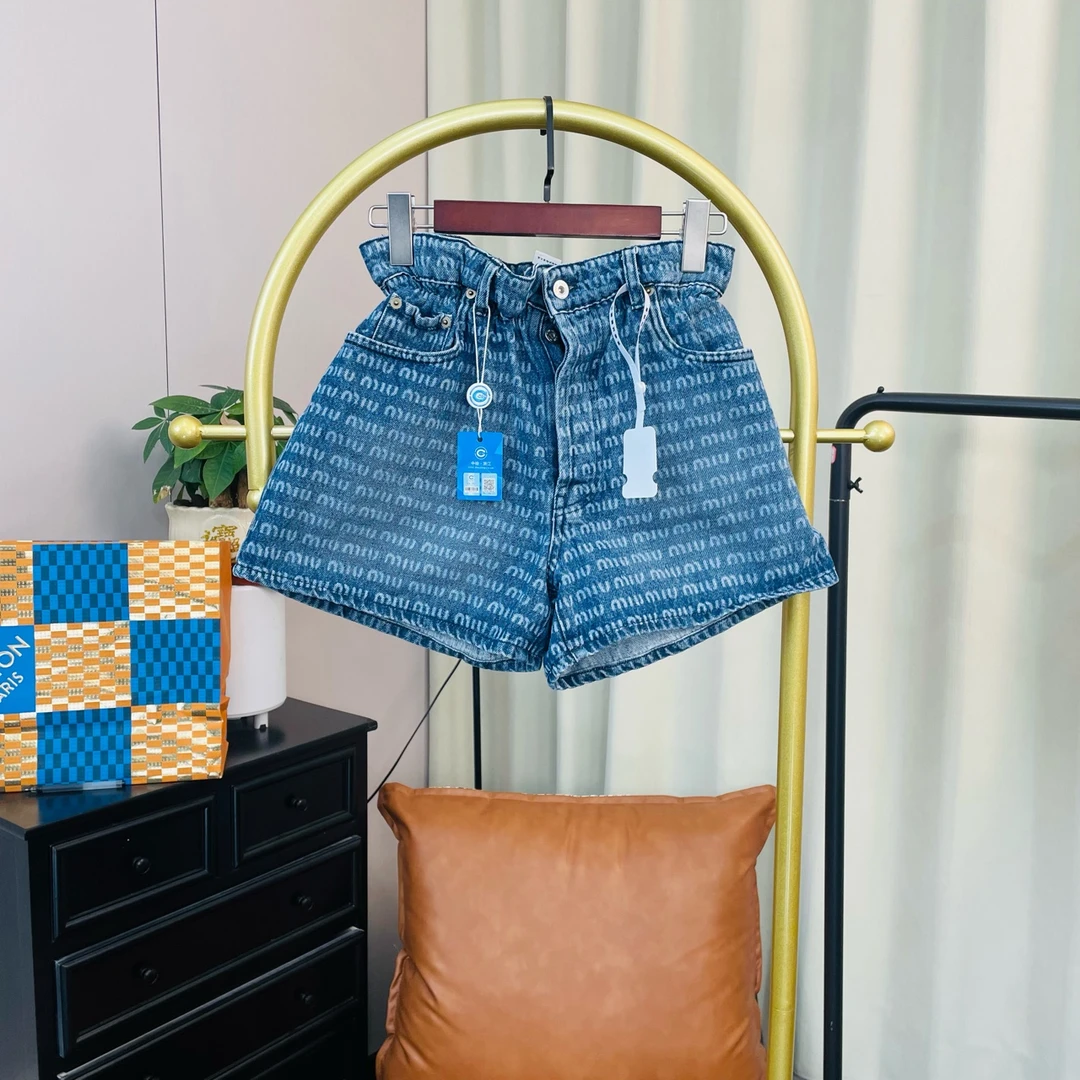 99新 MIU MIU/缪缪 蓝色满印牛仔裤 24码 99新