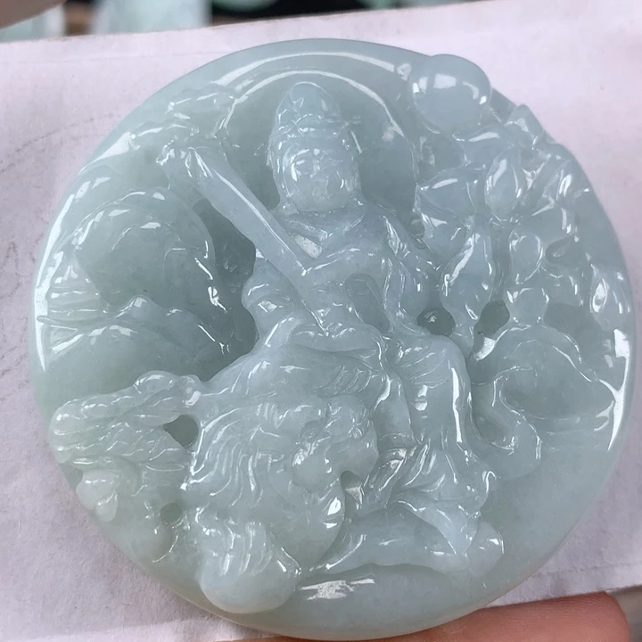 颈饰未镶嵌翡翠阳****锅文殊菩萨吊坠
