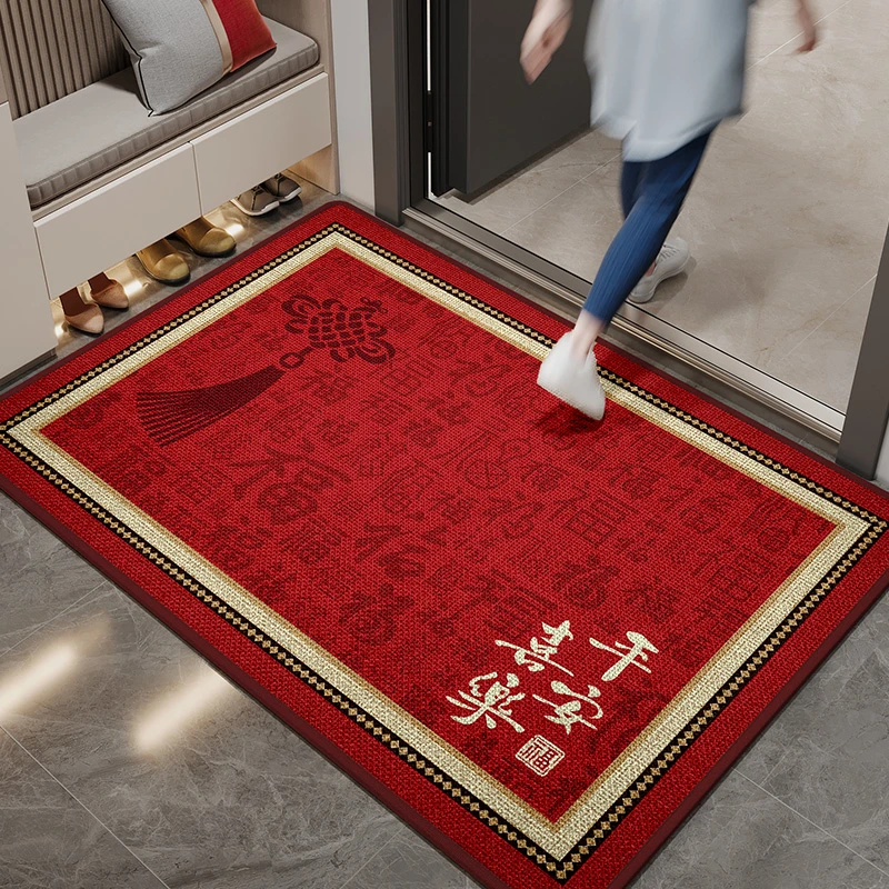 喜庆红色进门地垫玄关入户垫大门脚垫除尘耐脏家用可裁剪高档地毯