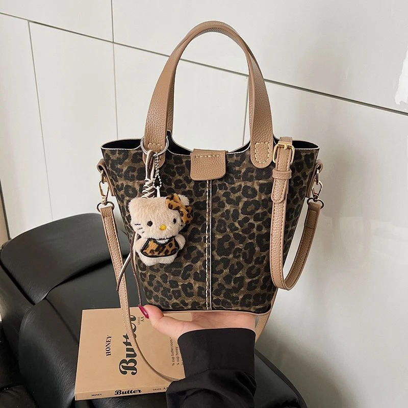 diy材料套l手工缝制菜篮子包自制时尚豹纹包新中式国风包单肩手提