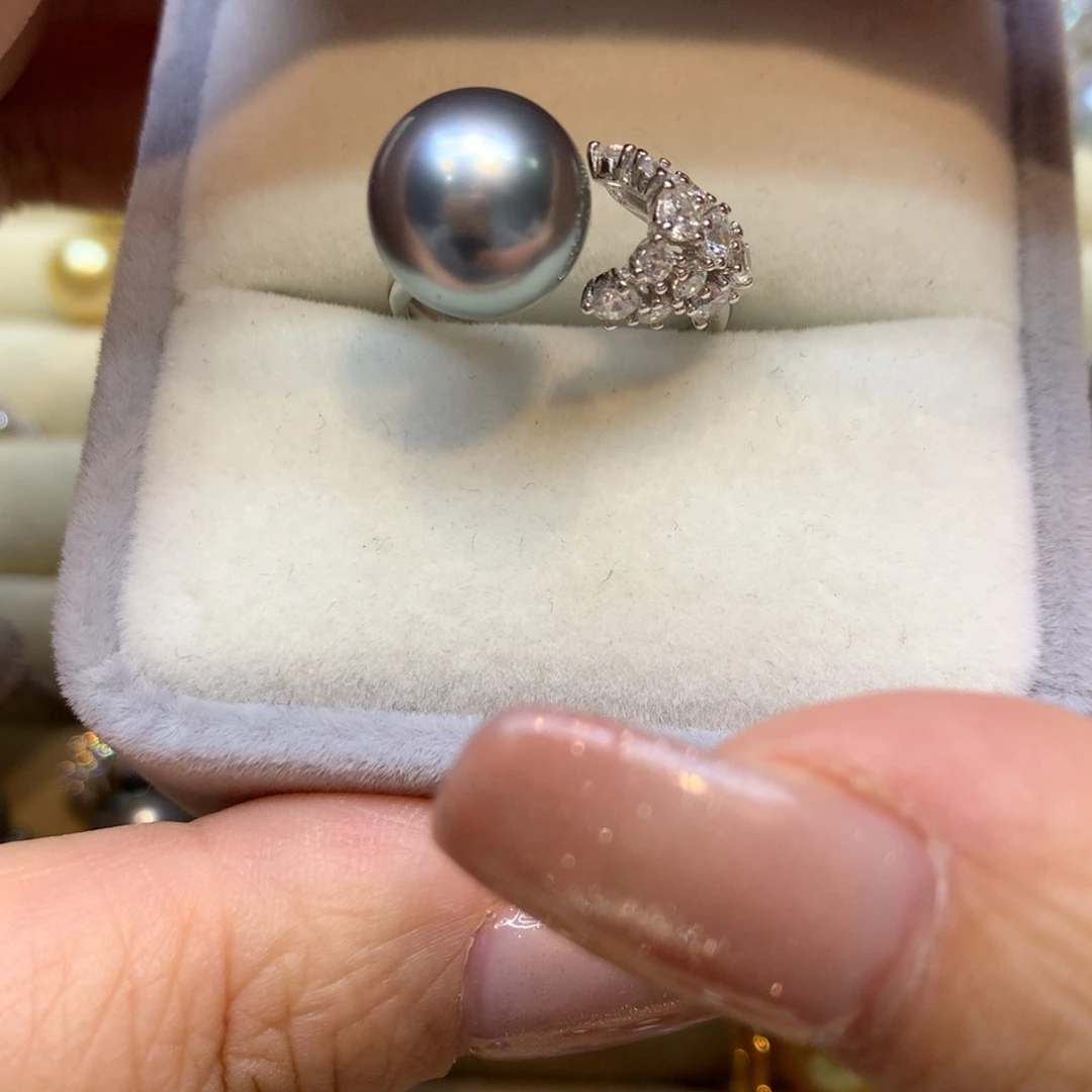 银S925镶嵌戒指海水珍珠