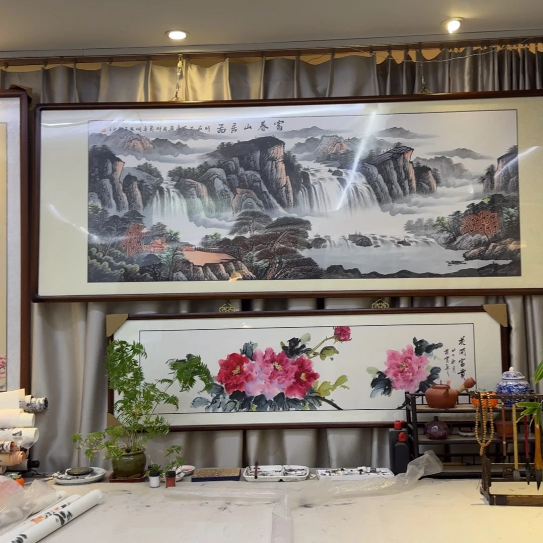 国画六尺富春山居图画框225×85