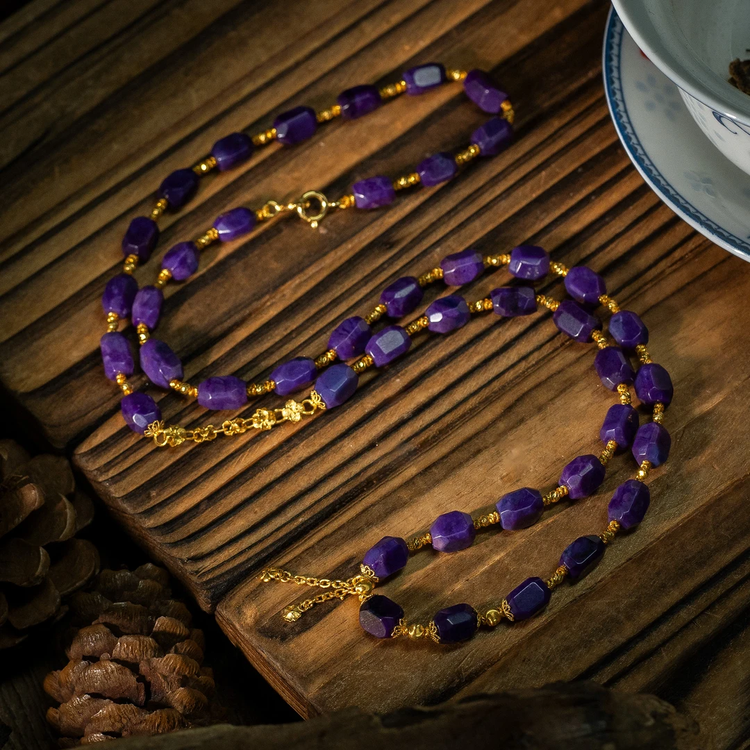寻雨 | 18K金帝王紫舒俱来项链/多样性发/55cm+-/4-5mm/P6246/均9