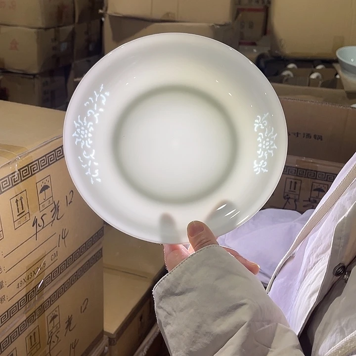瓷片高白泥玲珑八英寸深盘两个，包邮