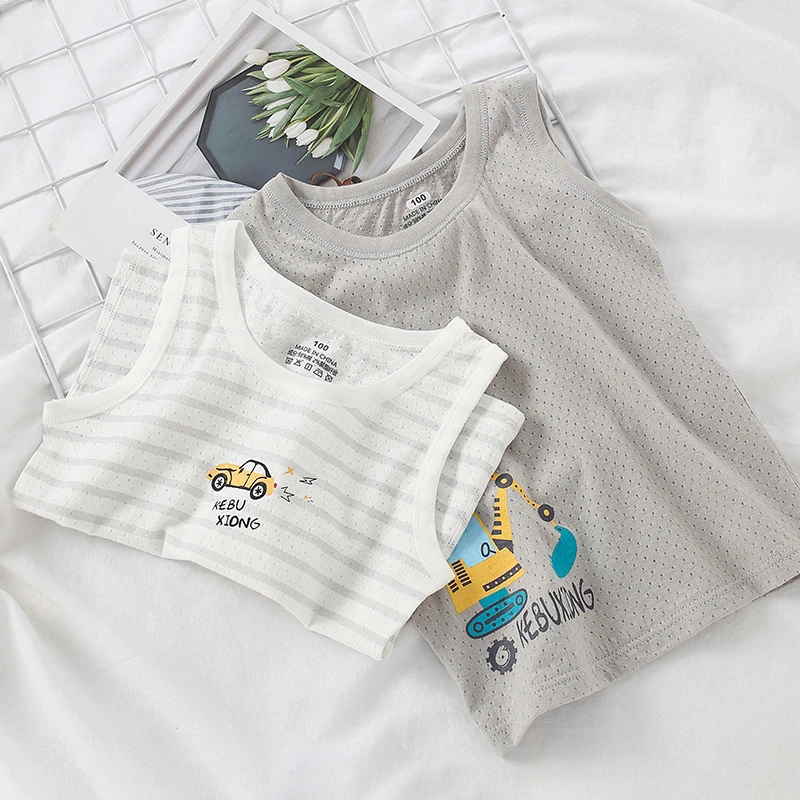 男童无袖透气护肚网眼背心儿童跨栏纯棉宝宝夏季内穿背心打底薄款