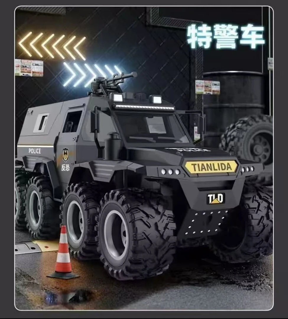 网红大号八轮越野车仿真警车装甲车汽车模型礼物男孩3-6岁生日礼