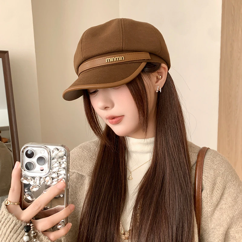 帽子女秋冬季百搭鸭舌贝雷帽韩版休闲复古画家帽显脸小英伦八角帽