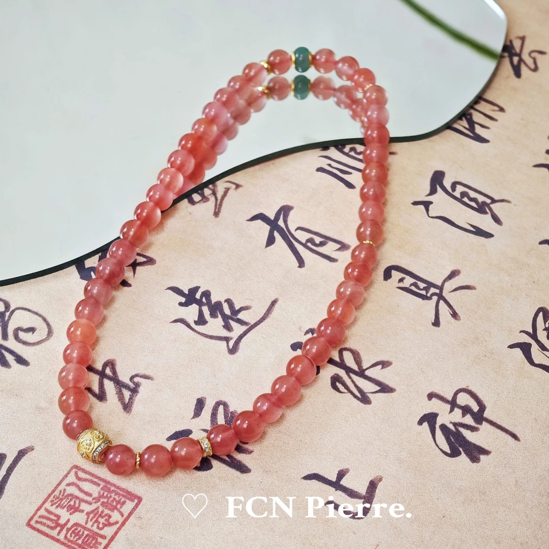 【财库】冰飘南红双圈手串7-8mm~