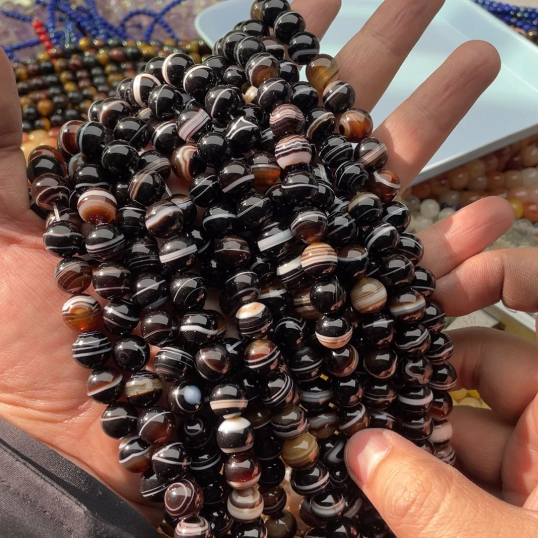 玛瑙/玉髓珠宝半成品未镶嵌一条装10mm一线蚕丝玛瑙圆珠