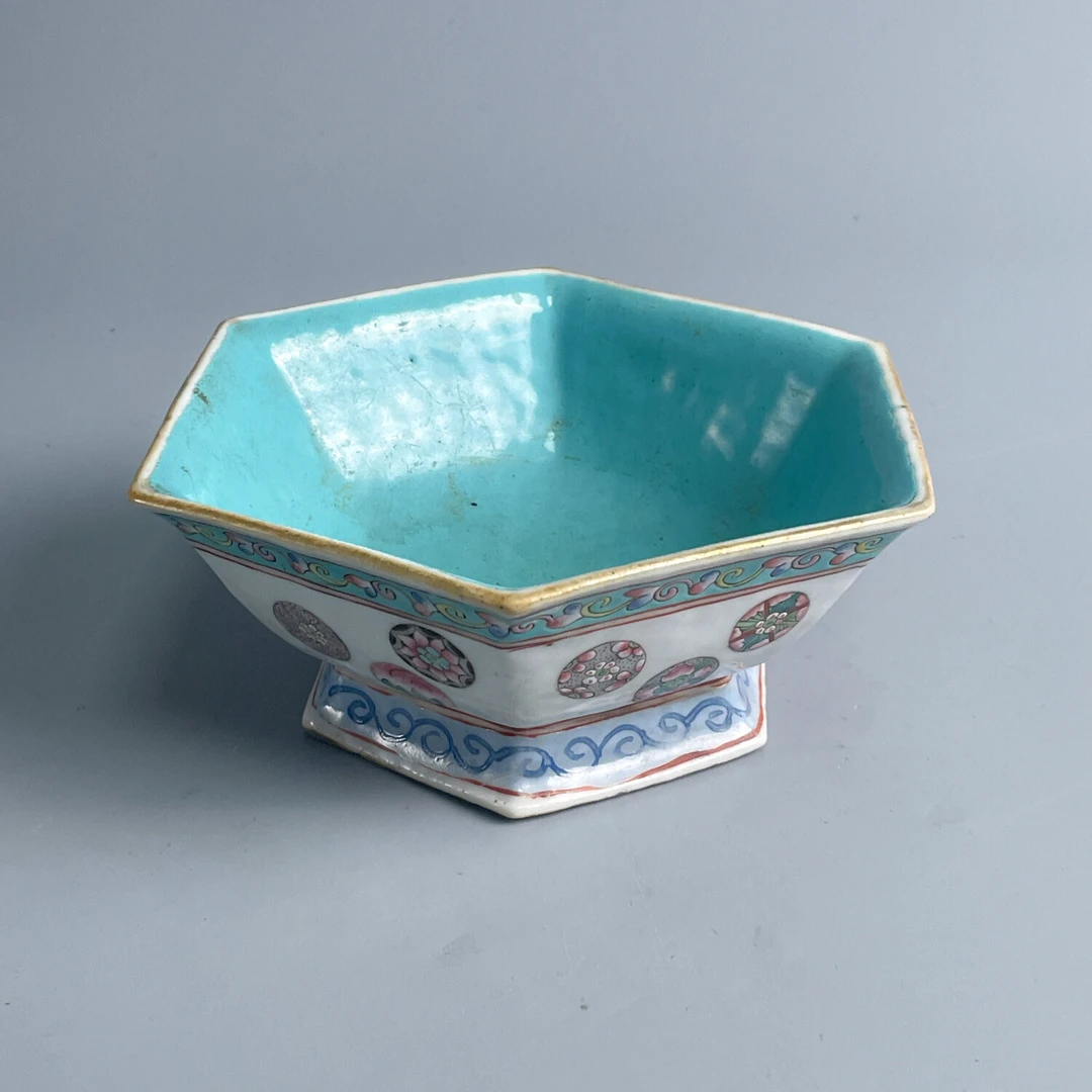 清光绪粉彩皮球花六方供盘-M25EU008808-01