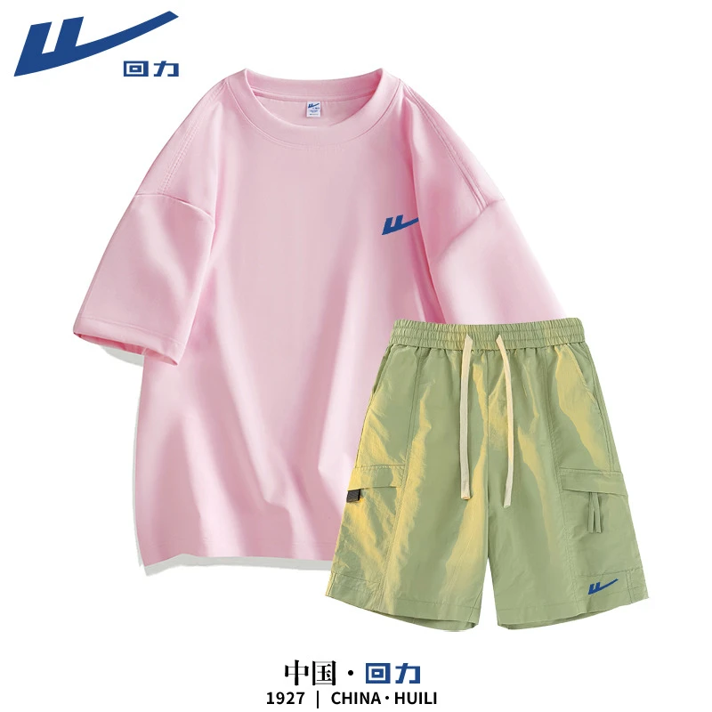 回力2025新款夏季休闲运动套装男士潮牌纯棉重磅短袖短裤情侣一套
