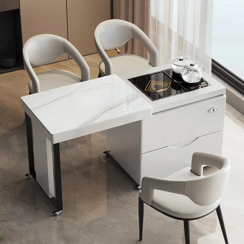 移动茶台伸缩升降岩板茶桌轻奢现代高级感高端客厅家用阳台泡茶桌