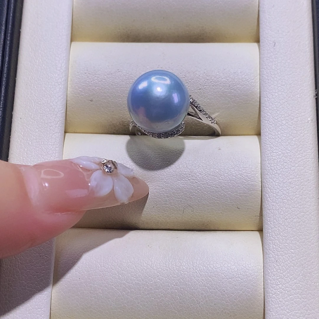 淡水珍珠戒指银S925镶嵌姝*