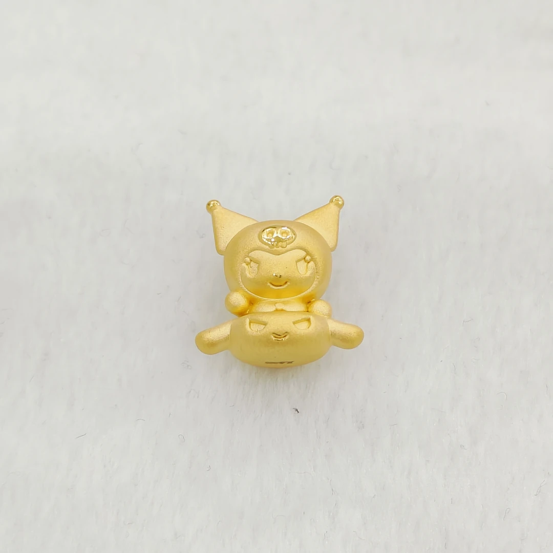 吉金珠宝 足金999库洛米坐玉桂狗素金3D硬金转运珠手串不含绳