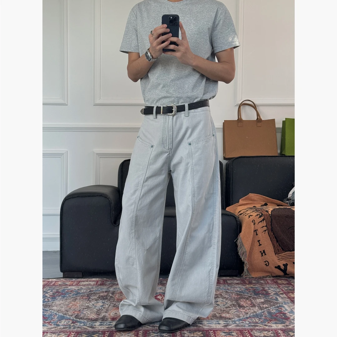 CZ2美式复古绿松石弯刀休闲裤男女潮流宽松结构设计vintage阔腿裤