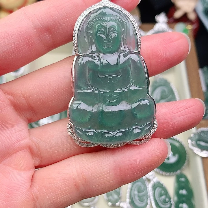 颈饰银S925镶嵌翡翠性*仔吊坠