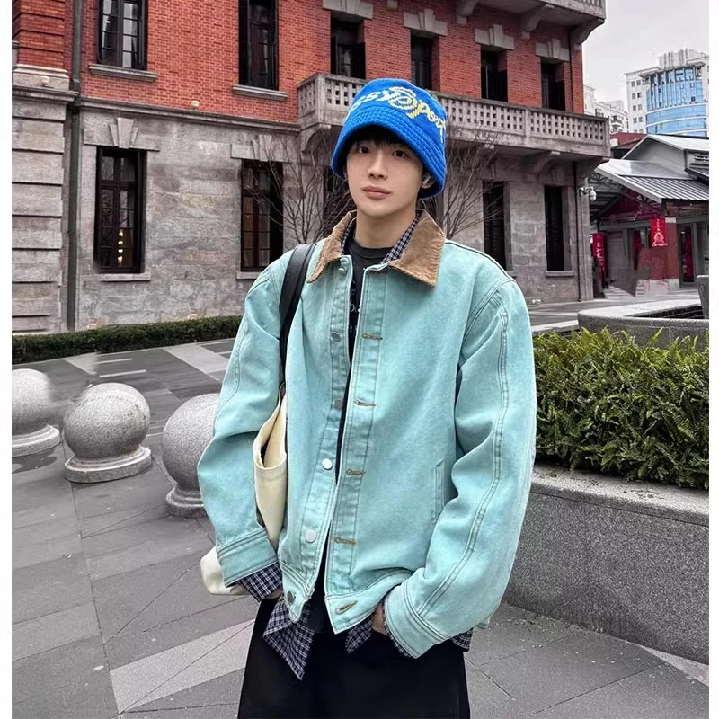 cleanfit孔雀绿炒盐夹克男款春秋美式复古哈灵顿工装短款棒球外套