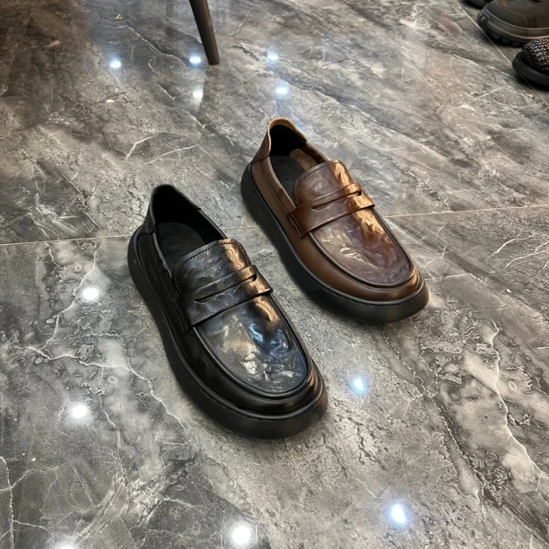 纯皮休闲男鞋超轻鞋底