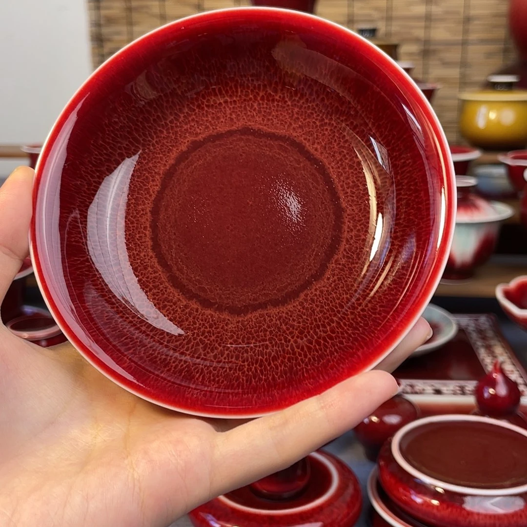 原矿郎红 杯托。