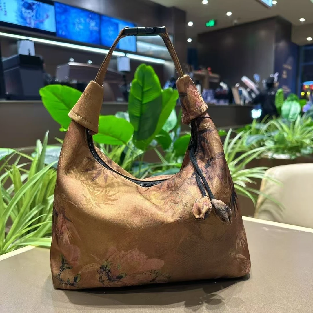 竹报平安复古四季通用耐磨竹节单肩手提包手拎包宽10，长23，高17