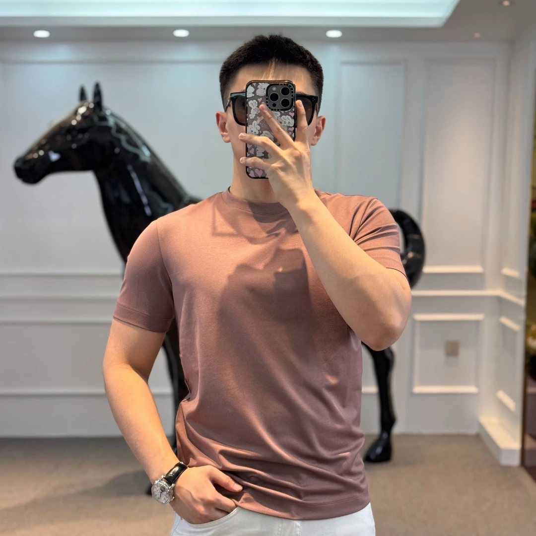古帝特尼>“纯色亚古力“春夏新款男士潮流打底衫舒适圆领短袖上衣