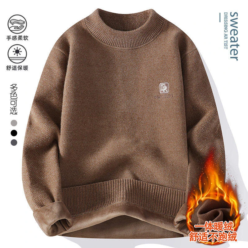 【高品质 一体绒】金丝绒冬季加绒加厚保暖半高领毛衣针织衫宽松939