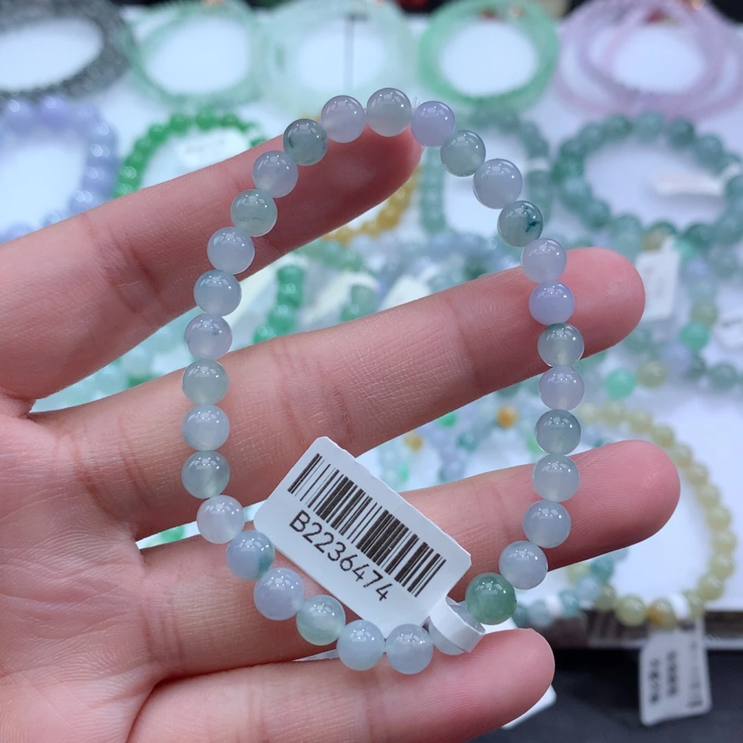 翡翠手链未镶嵌五**层天然