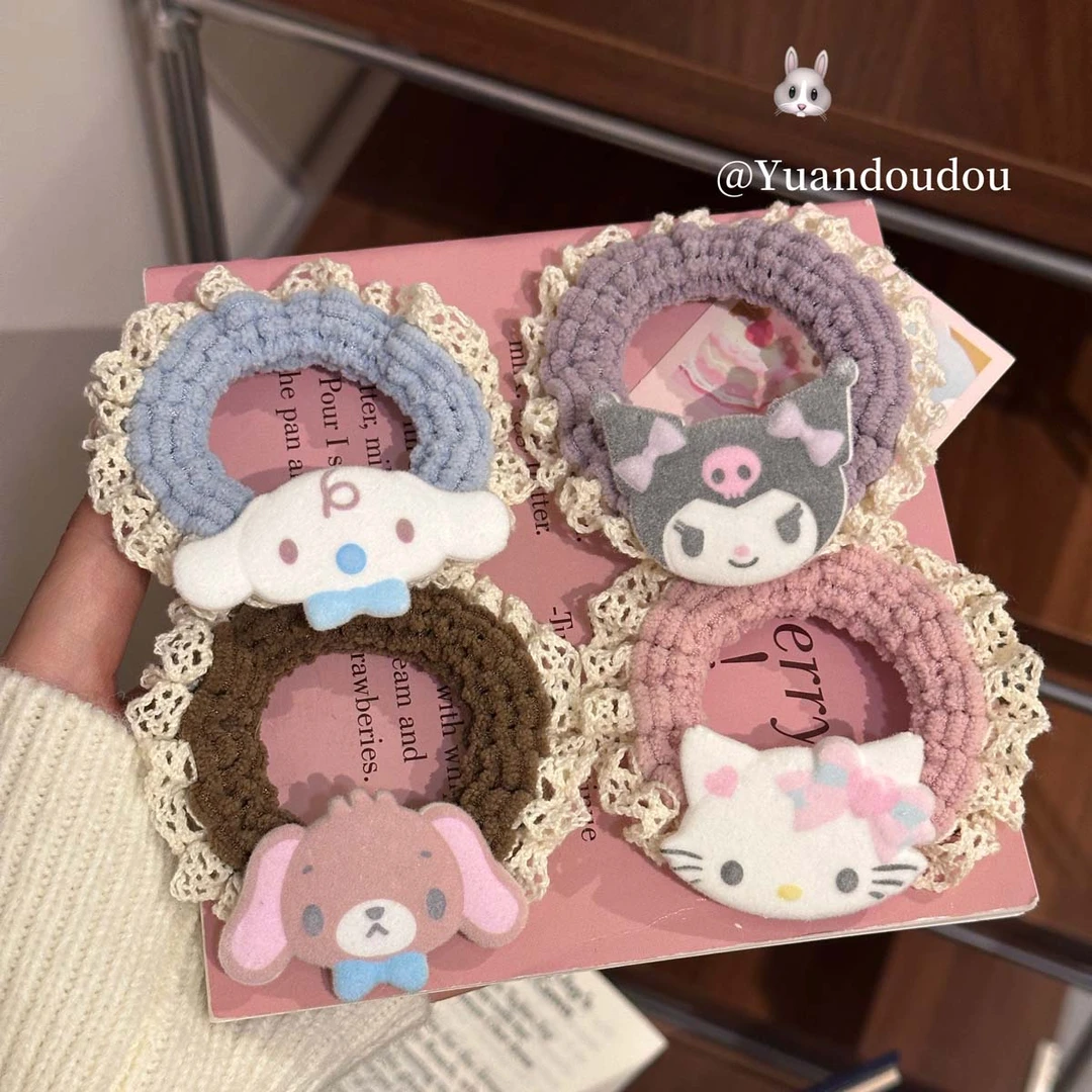 甜美蕾丝花边三丽鸥发圈卡通少女马尾小肠圈高颜值ins可爱发绳