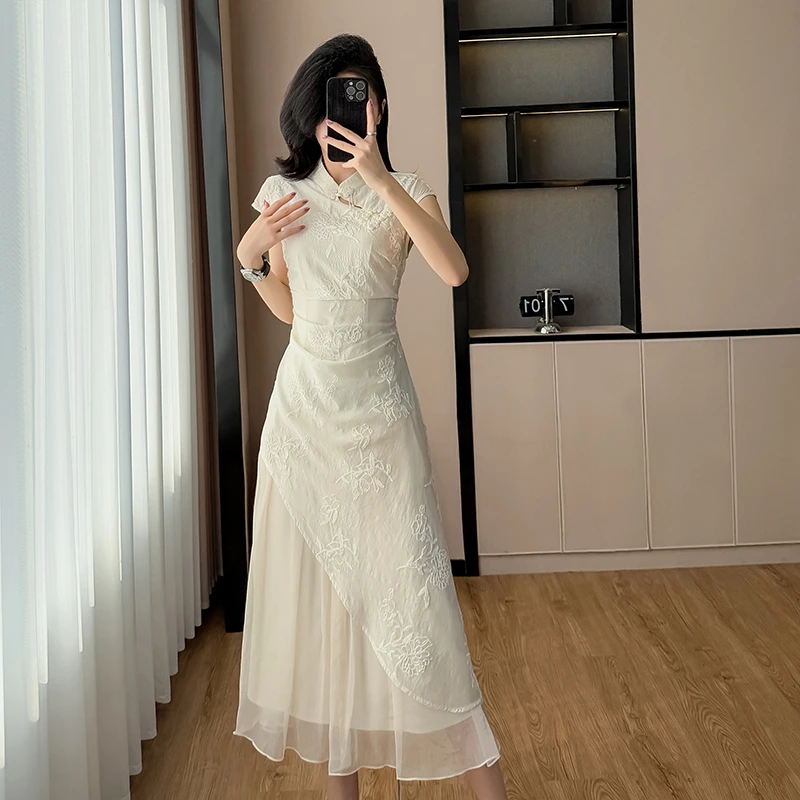 2025夏季新款中式天丝国风女神范旗袍连衣裙女