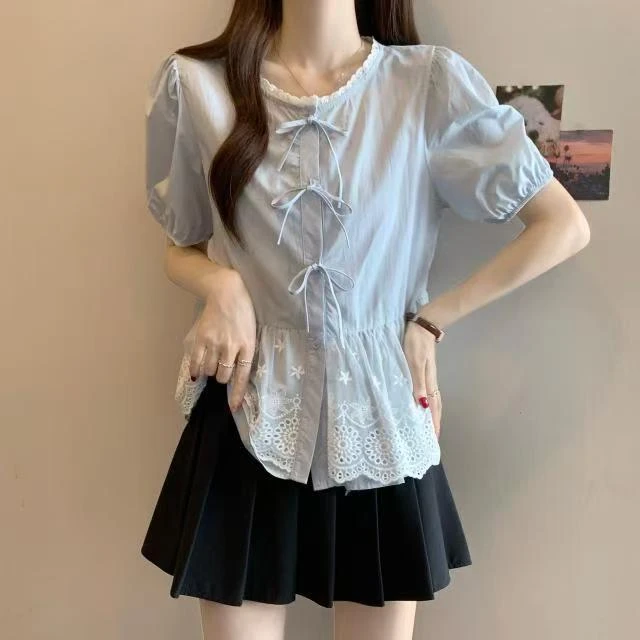 夏装法式设计感减龄短袖气质衬衣887款