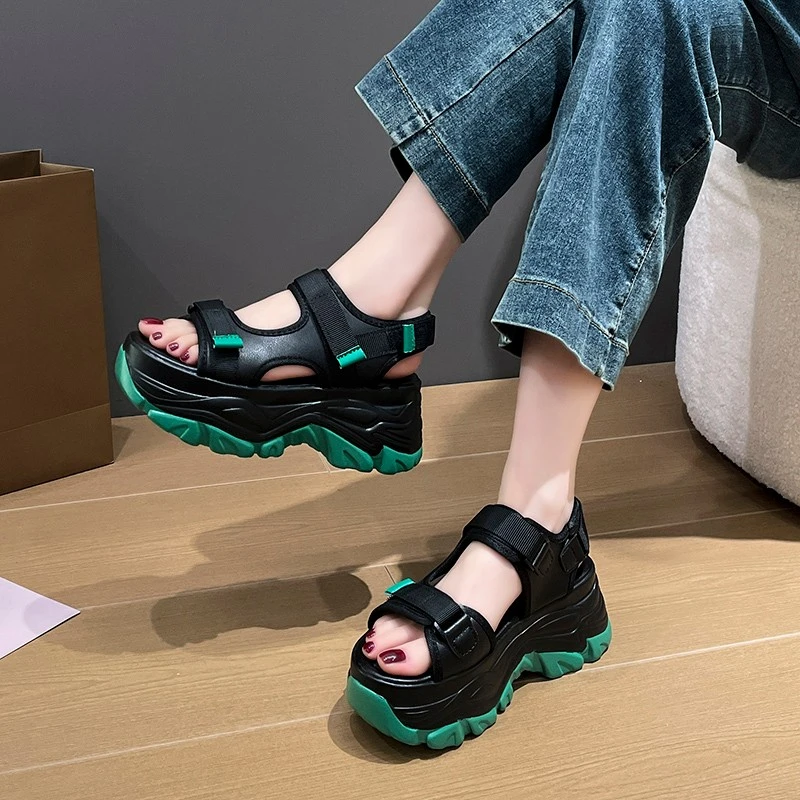 增高凉鞋女2025年夏季新款松糕小个子仙女风外穿厚底罗马凉拖鞋潮