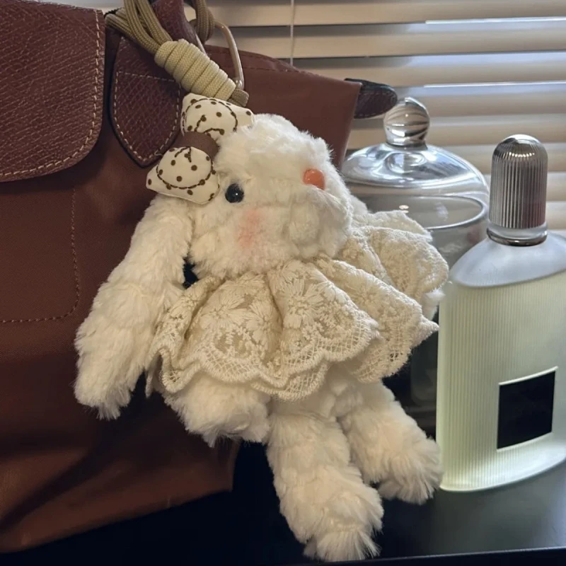 可爱垂耳兔毛绒钥匙扣包包兔子挂件创意车饰礼物情人节礼物JY