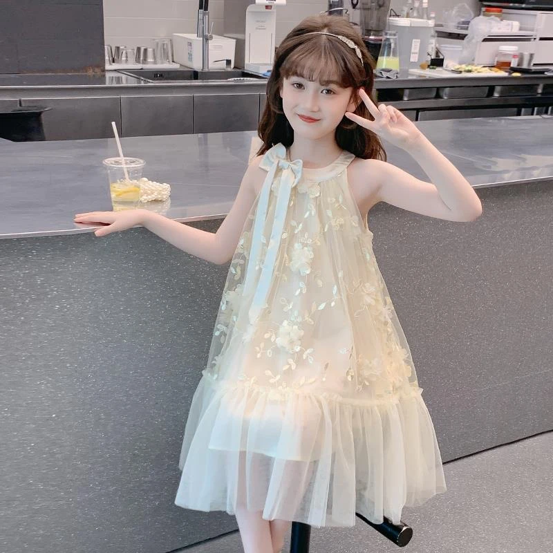 女童连衣裙夏装2025新款中大童洋气公主裙女孩吊带裙夏季漂亮纱裙
