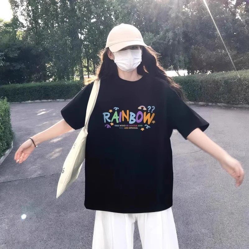 女t恤2025新款短袖夏季爆款黑色纯棉宽松体恤小众独特半袖上衣潮