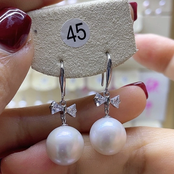 淡水珍珠耳饰银S925镶嵌