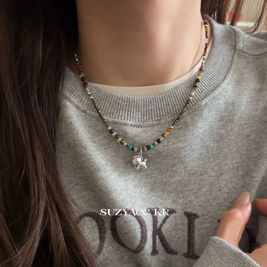 Suzyacc Kr 吊坠足银 999银【草原牧马】项链手工可爱复古DX0313